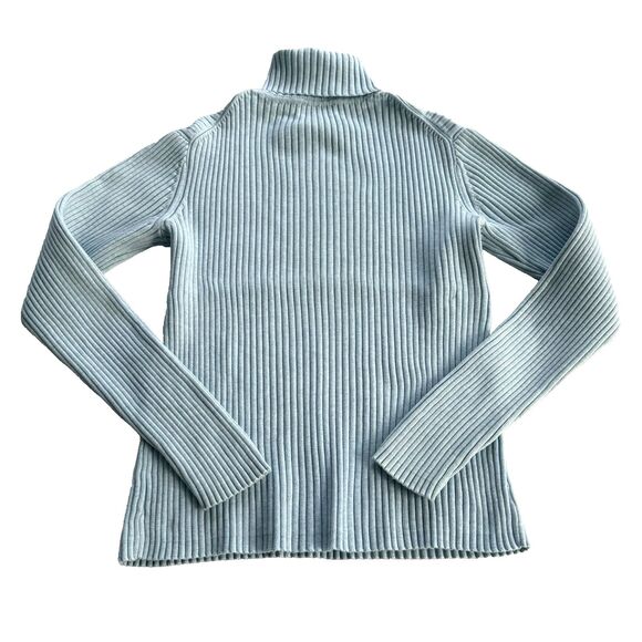 Pendleton Turtleneck Ribbed Knit Sweater Lt Blue Long Sleeve Warm Cotton Top L - Picture 4 of 5